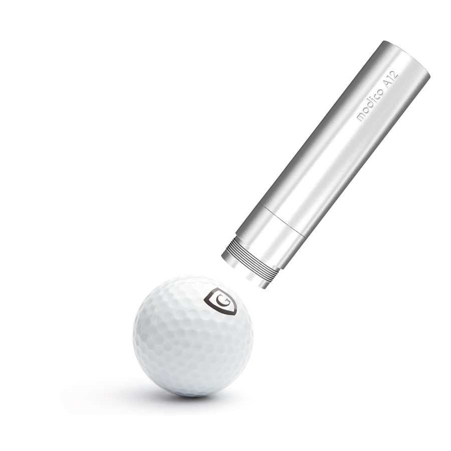 Golfballstempel AG12 kompakt, silbernes Aluminiumgehäuse